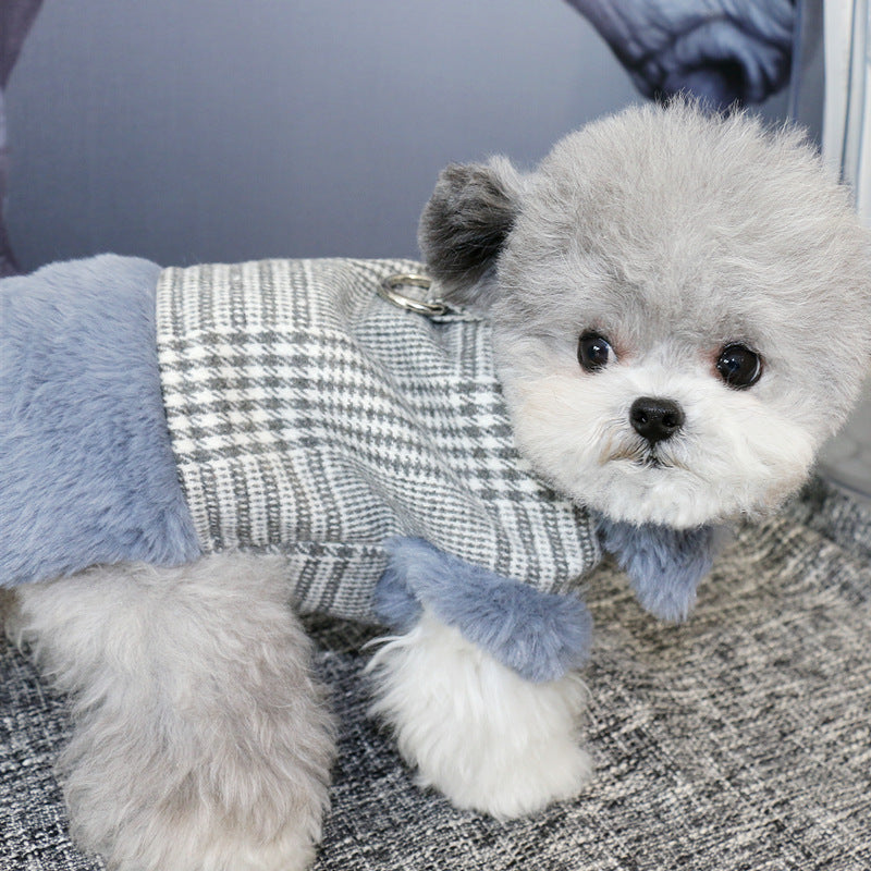 KFX-9398333 Thickened Cotton Dog Coat for Warmth - Stylish Pet Apparel in Pink, Blue, Beige