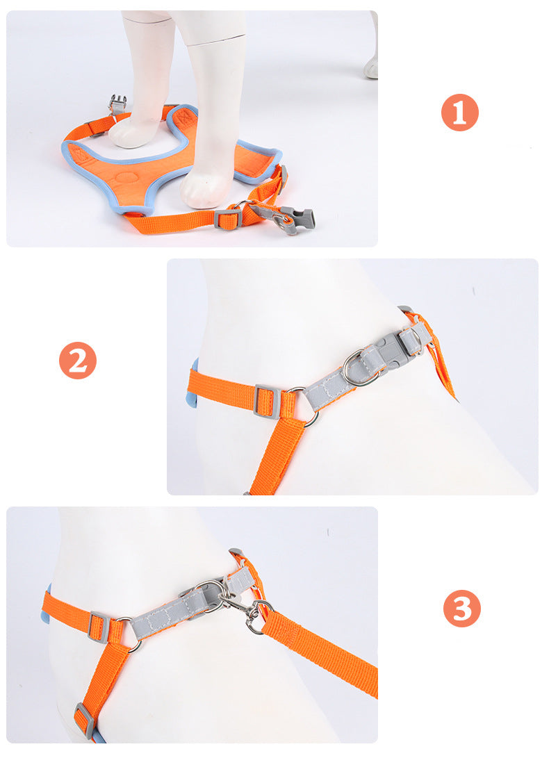 KFX-9398973 Soft Mesh Dog and Cat Harness with Reflective Leash, Comfortable Chest Strap, Lightweight Design