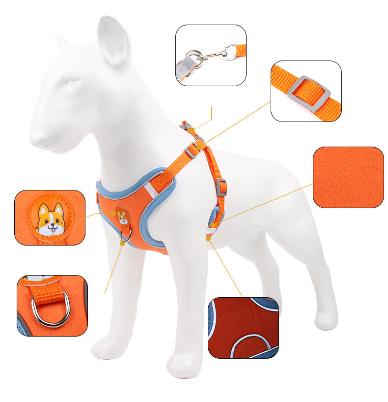 KFX-9398973 Soft Mesh Dog and Cat Harness with Reflective Leash, Comfortable Chest Strap, Lightweight Design