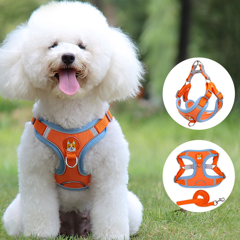 KFX-9398973 Soft Mesh Dog and Cat Harness with Reflective Leash, Comfortable Chest Strap, Lightweight Design