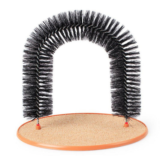 KFX-9399869 Cat Grooming Arch & Scratcher Toy with Built-In Brush for Itch Relief and Self-Grooming
