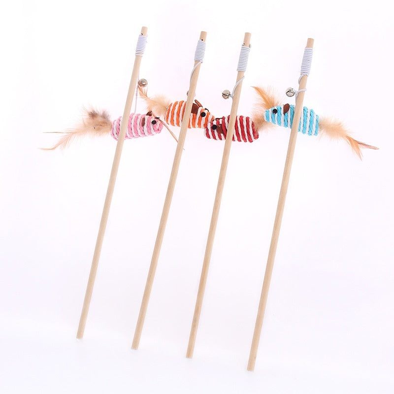 KFX-9400509 Solid Wood Cat Toy with Various Fun Shapes for Interactive Play