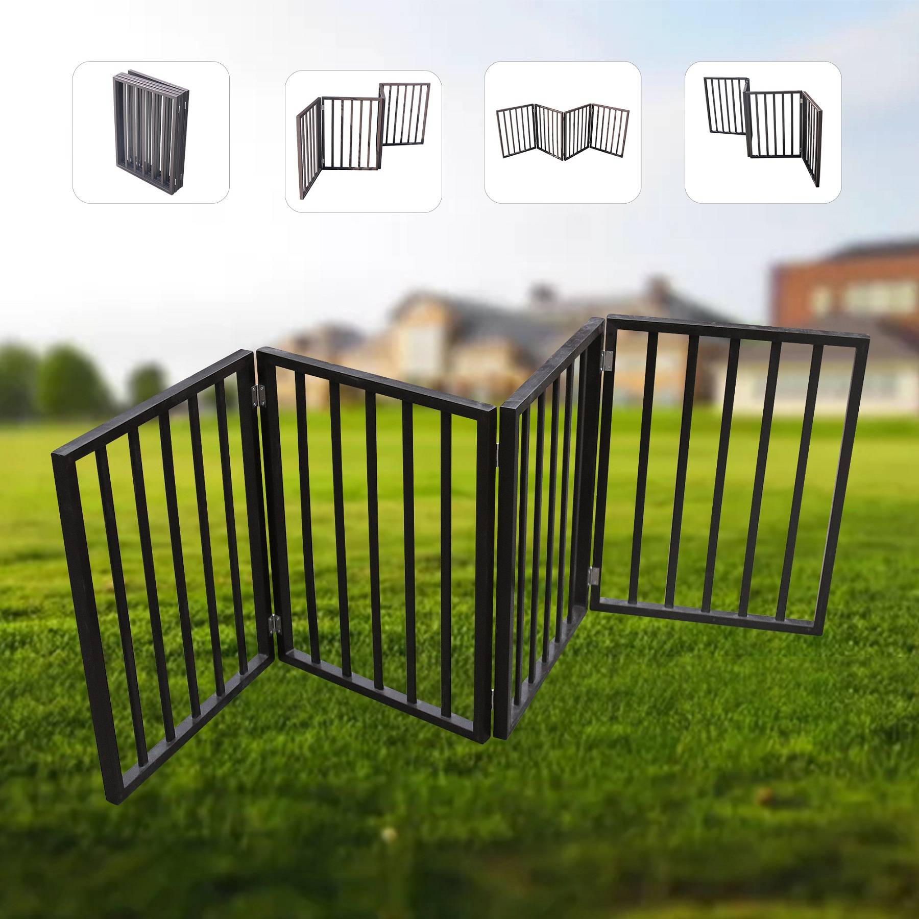 KFX-9401277 Folding Pet Gate for Doorways and Stairs - Lightweight and Stylish Barrier