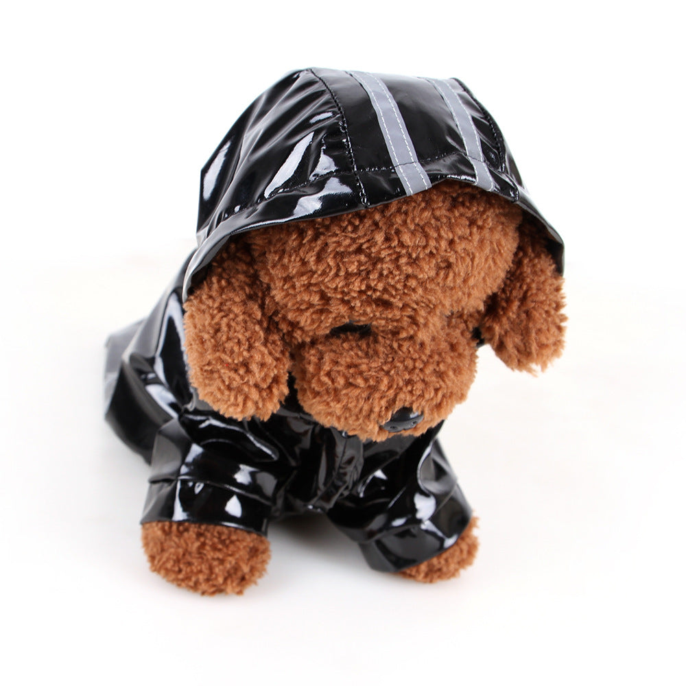 KFX-9402045 Reflective Hooded Raincoat for Pets - PU Material, Casual Style, Available in Multiple Colors