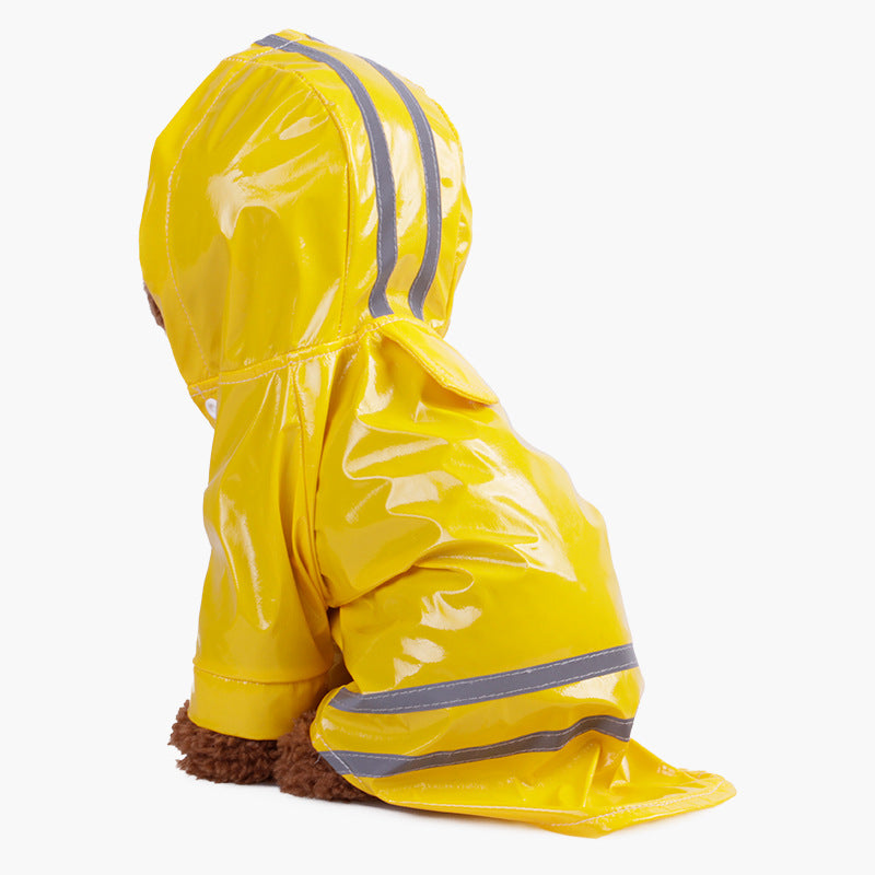 KFX-9402045 Reflective Hooded Raincoat for Pets - PU Material, Casual Style, Available in Multiple Colors