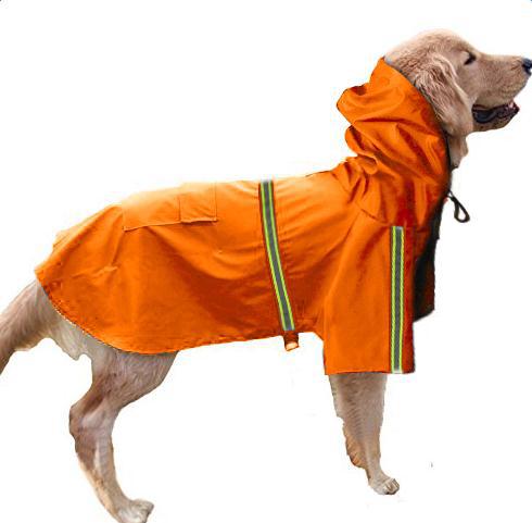 KFX-9403837 Waterproof Dog Raincoat with Reflective Cape for Large Breeds - Available in Multiple Sizes