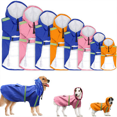 KFX-9403837 Waterproof Dog Raincoat with Reflective Cape for Large Breeds - Available in Multiple Sizes