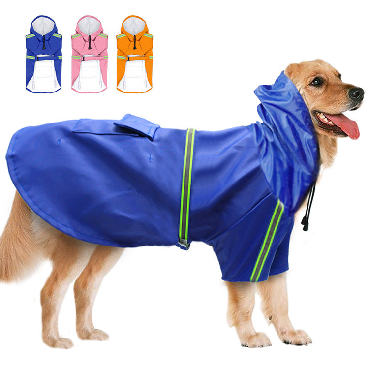 KFX-9403837 Waterproof Dog Raincoat with Reflective Cape for Large Breeds - Available in Multiple Sizes