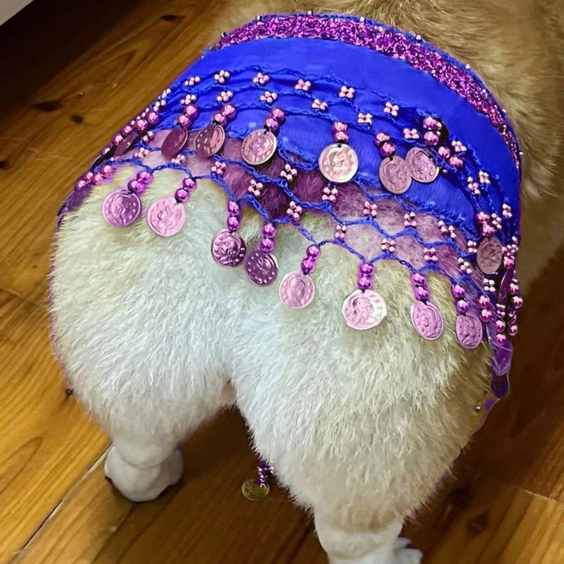 KFX-9404477 Enthusiastic Dog Fart Hip Scarf with Sequined Waist Chain in Multiple Colors