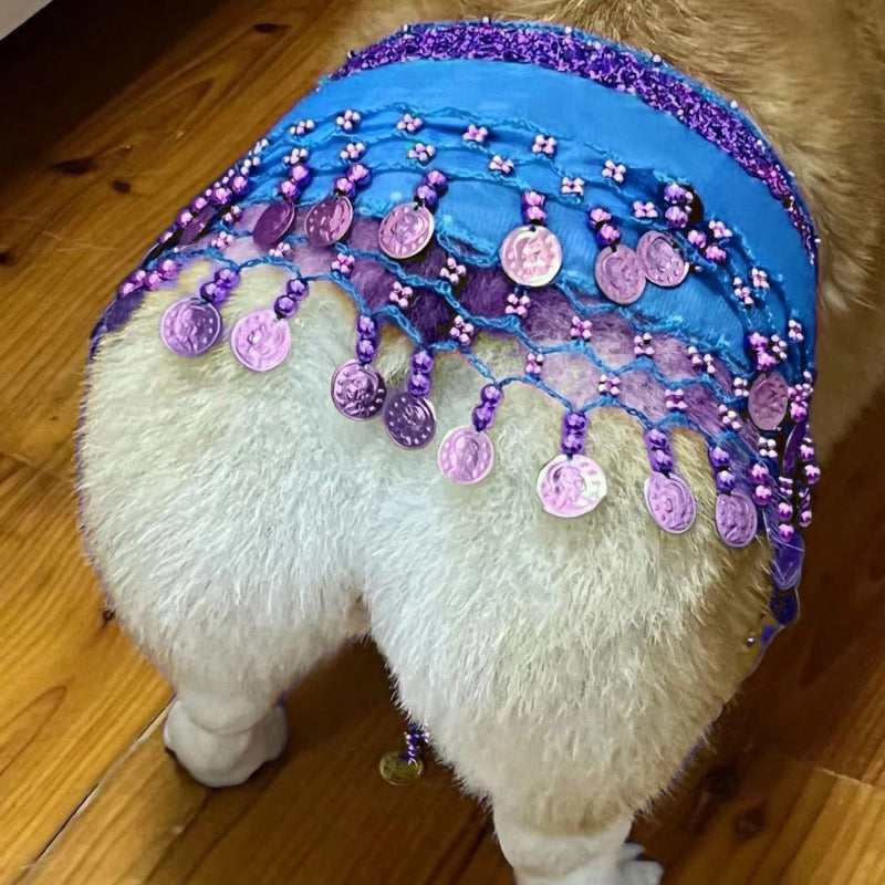 KFX-9404477 Enthusiastic Dog Fart Hip Scarf with Sequined Waist Chain in Multiple Colors