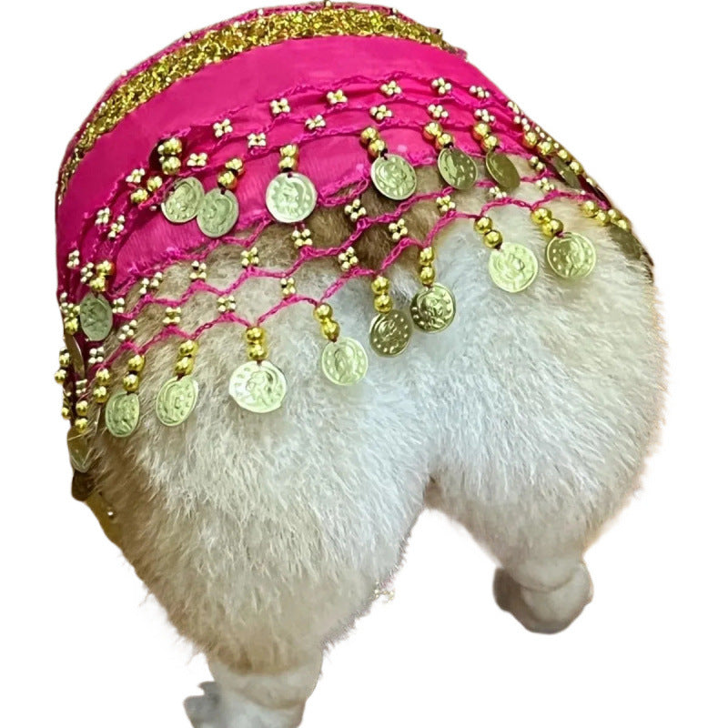KFX-9404477 Enthusiastic Dog Fart Hip Scarf with Sequined Waist Chain in Multiple Colors