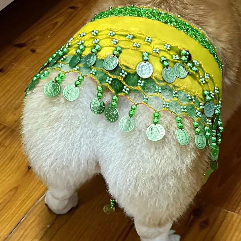 KFX-9404477 Enthusiastic Dog Fart Hip Scarf with Sequined Waist Chain in Multiple Colors