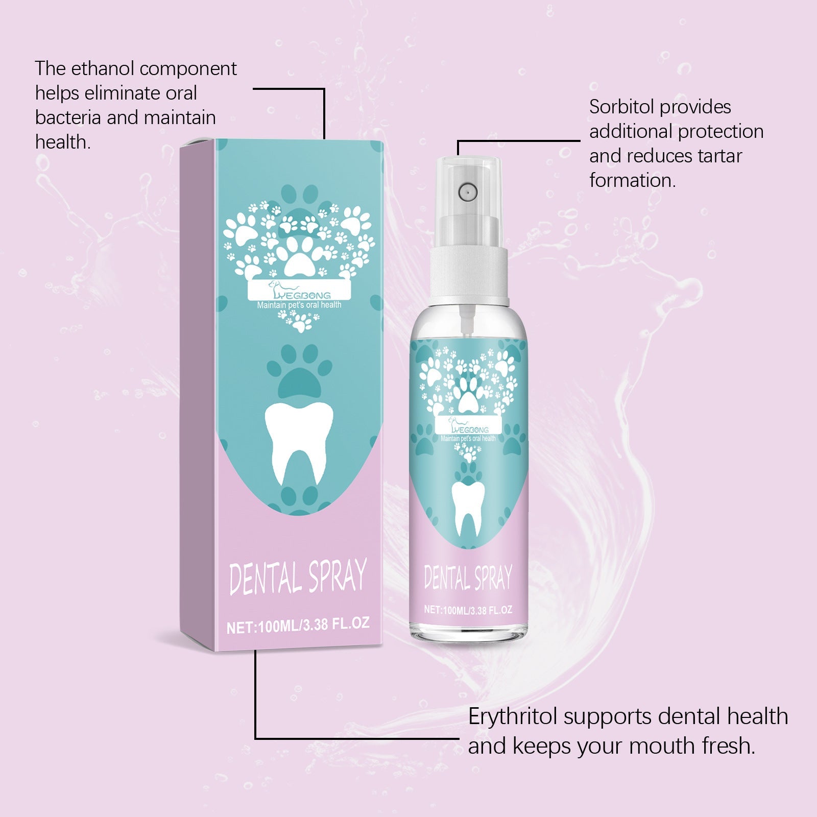 KFX-9405629 Pet Teeth Cleaning Spray for Oral Care, 100ml