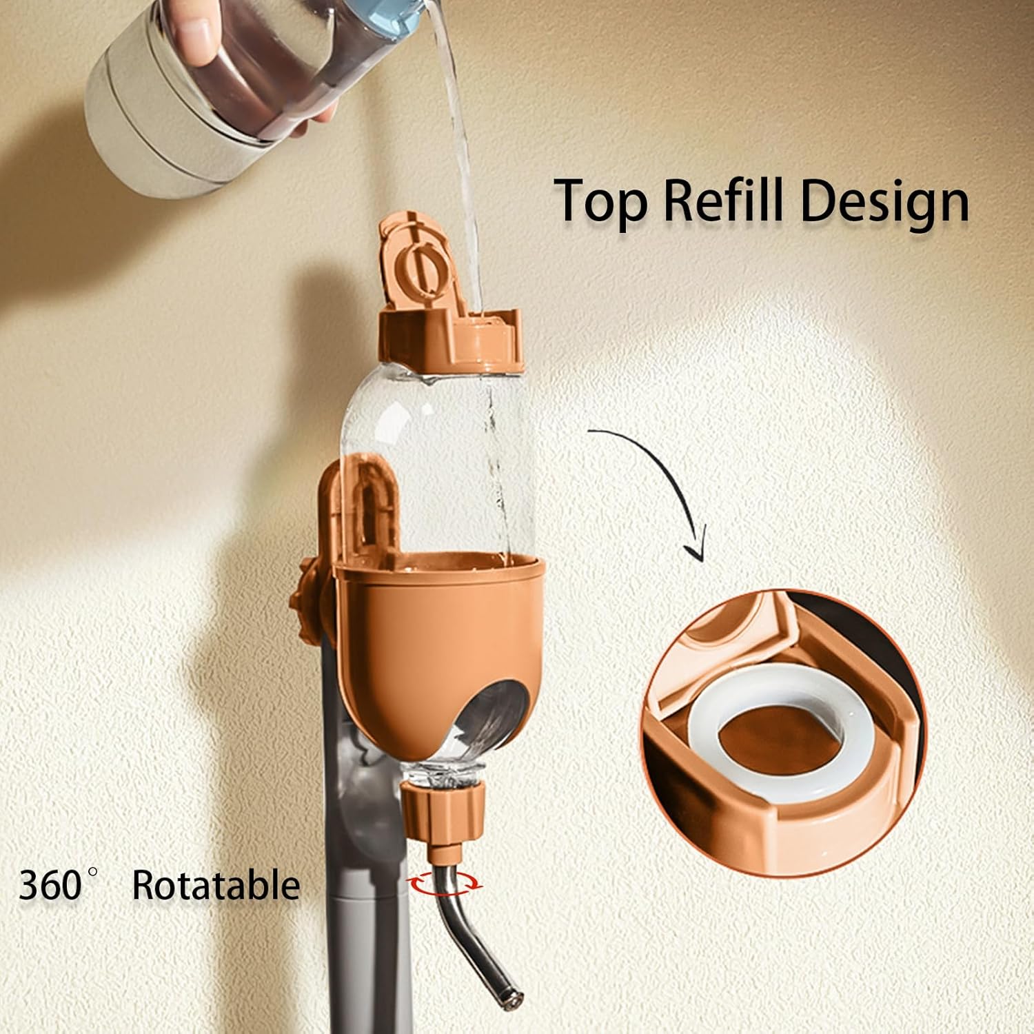 KFX-9406909 360° Rotatable Pet Water Bottle for Small Animals - Ideal for Rabbits, Guinea Pigs, Ferrets, and More