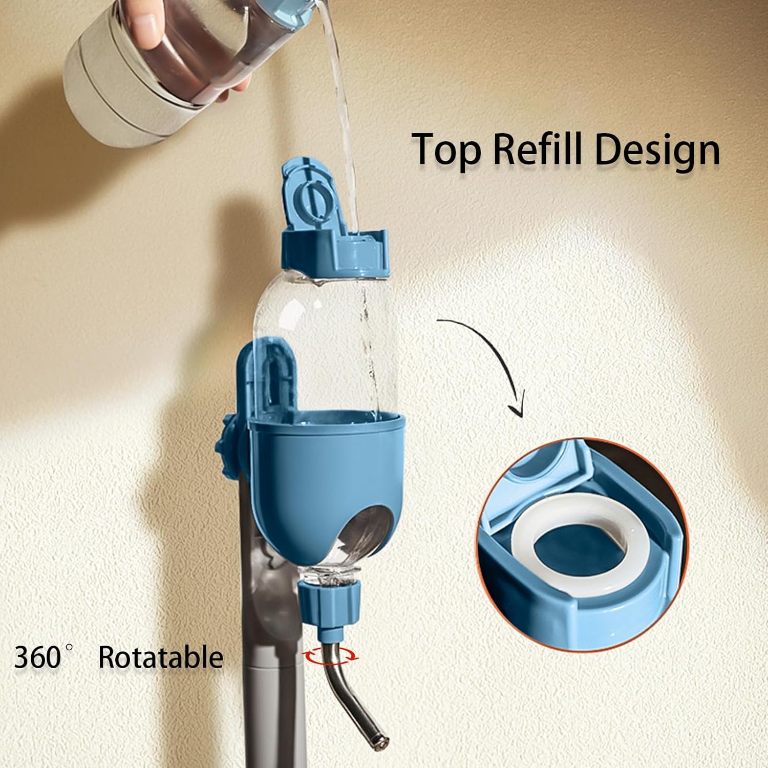 KFX-9406909 360° Rotatable Pet Water Bottle for Small Animals - Ideal for Rabbits, Guinea Pigs, Ferrets, and More