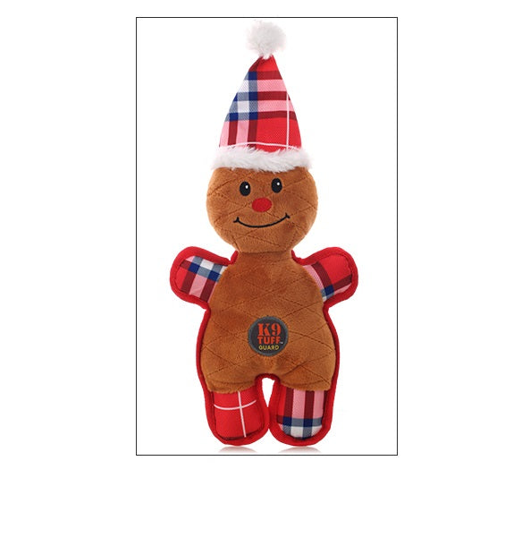 KFX-9407037 Christmas Plush Bite-Resistant Interactive Dog Toy - Gingerbread Man & Deer