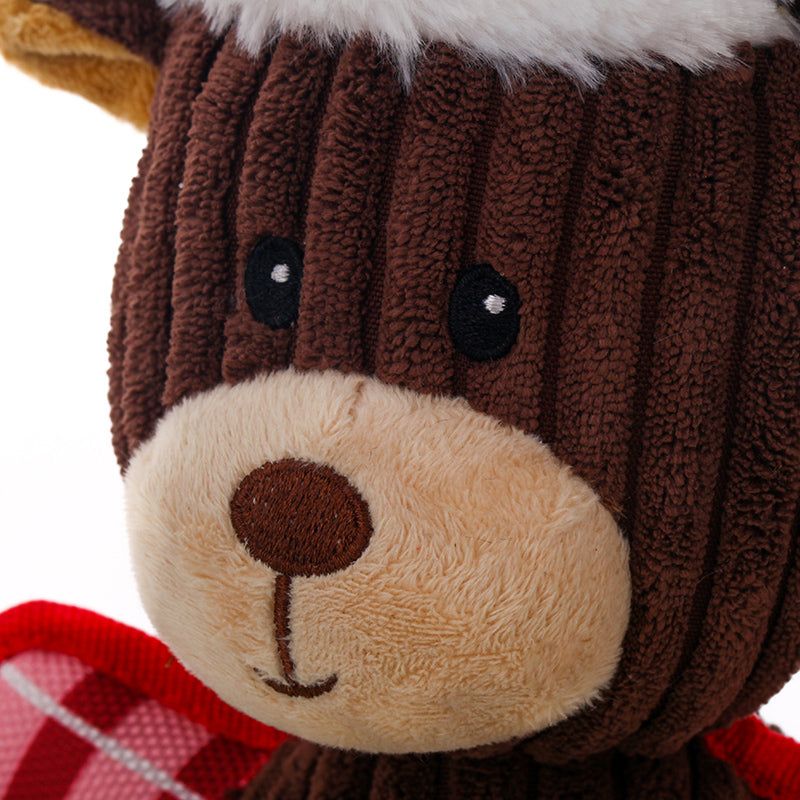 KFX-9407037 Christmas Plush Bite-Resistant Interactive Dog Toy - Gingerbread Man & Deer