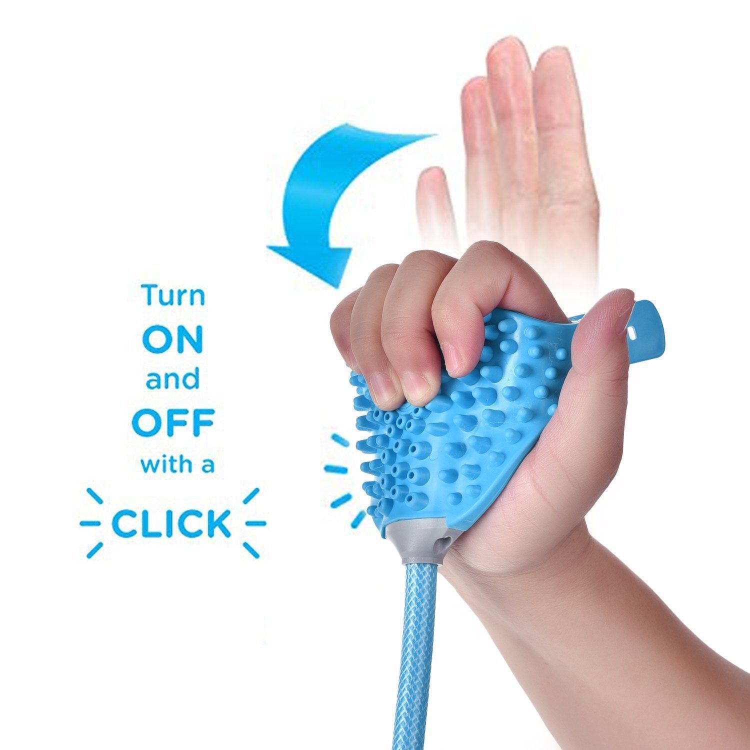KFX-9407293 Wearable Pet Bathing Massage Gloves with Quick-Disconnect Hose Adapters and Control Button