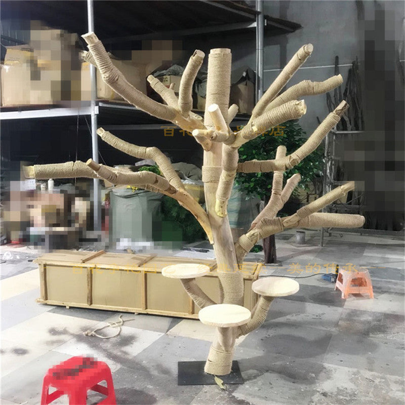 KFX-9408701 Cat Climbing Frame with Silk Flower Design and 1 Meter Lifting Ladder, Includes 50 Meter Hemp Rope