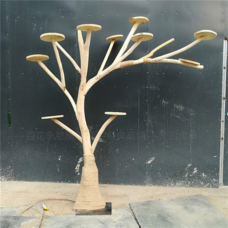 KFX-9408701 Cat Climbing Frame with Silk Flower Design and 1 Meter Lifting Ladder, Includes 50 Meter Hemp Rope
