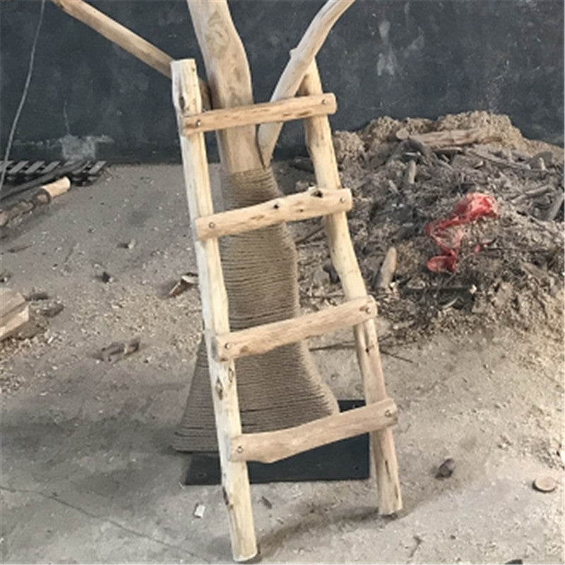 KFX-9408701 Cat Climbing Frame with Silk Flower Design and 1 Meter Lifting Ladder, Includes 50 Meter Hemp Rope