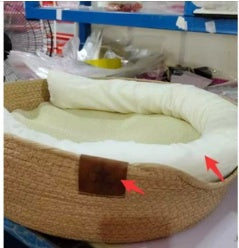 KFX-9409469 Rattan Cat Bed with Removable Pads - Stylish Hanging Basket for Cats of All Sizes