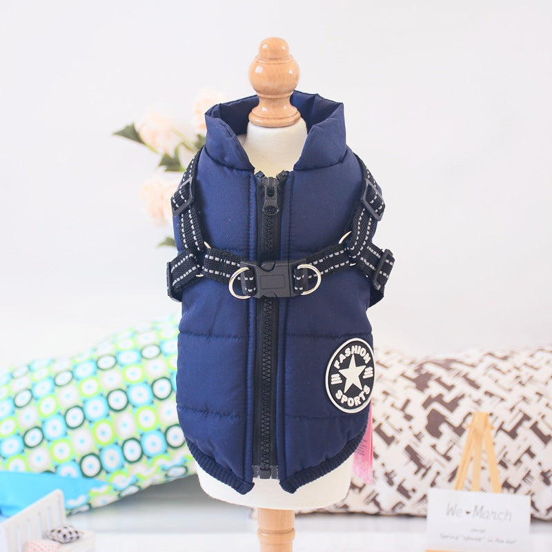 KFX-9409853 Winter Hooded Coat Jacket for Small Dogs – Waterproof, Reflective Design, Adjustable Fit