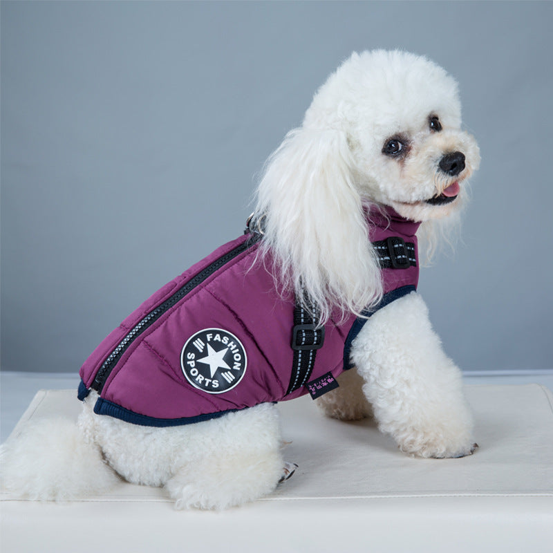 KFX-9409853 Winter Hooded Coat Jacket for Small Dogs – Waterproof, Reflective Design, Adjustable Fit