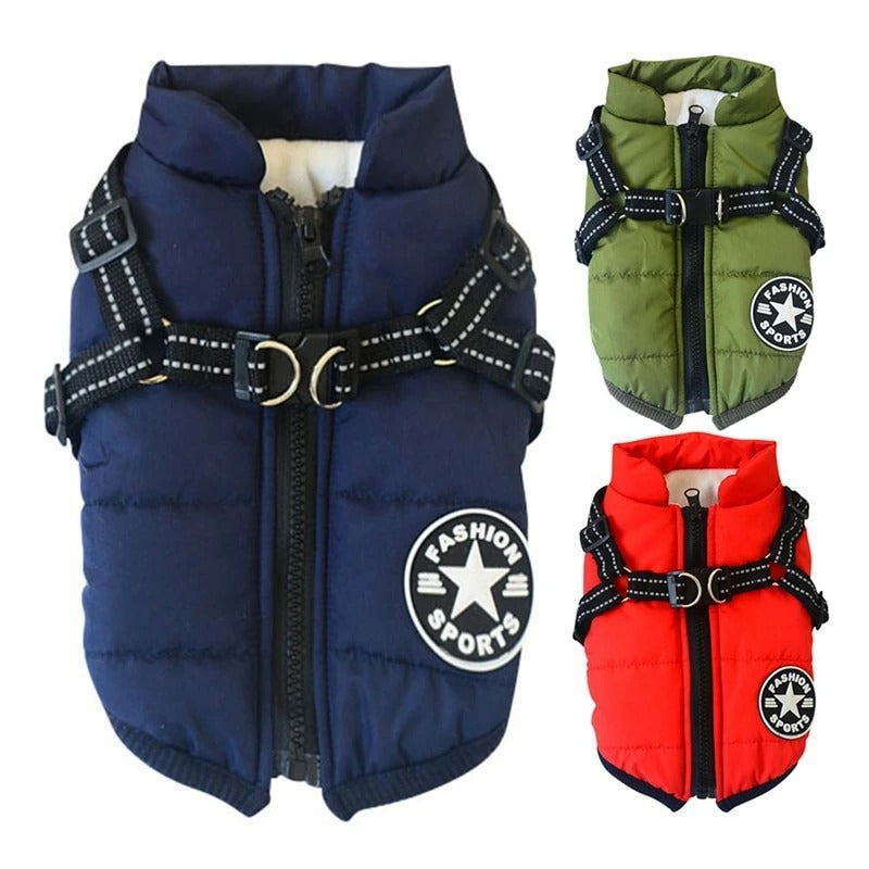 KFX-9409853 Winter Hooded Coat Jacket for Small Dogs – Waterproof, Reflective Design, Adjustable Fit