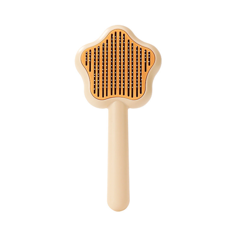 KFX-9412669 Self-Cleaning Cat Comb with Stainless Steel Needles - Pet Grooming Tool (20*9.5*2.5cm, 300g)