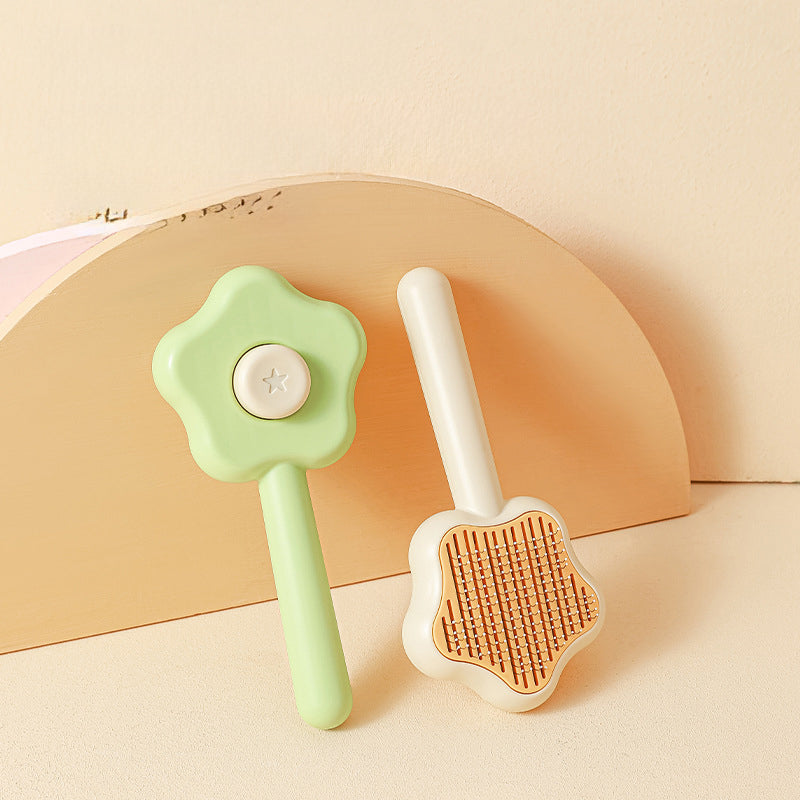 KFX-9412669 Self-Cleaning Cat Comb with Stainless Steel Needles - Pet Grooming Tool (20*9.5*2.5cm, 300g)