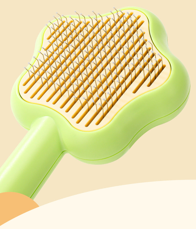 KFX-9412669 Self-Cleaning Cat Comb with Stainless Steel Needles - Pet Grooming Tool (20*9.5*2.5cm, 300g)
