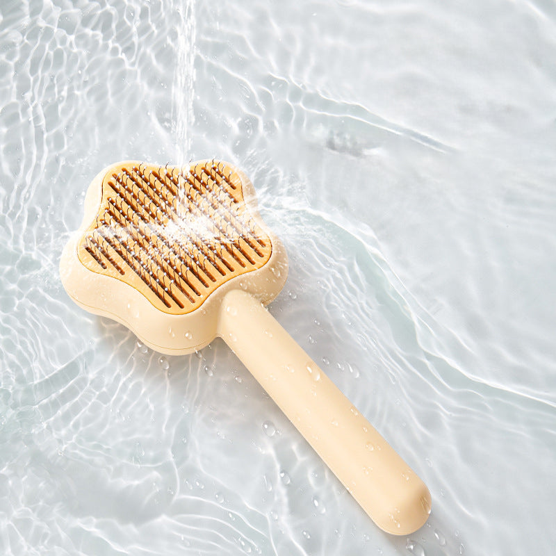 KFX-9412669 Self-Cleaning Cat Comb with Stainless Steel Needles - Pet Grooming Tool (20*9.5*2.5cm, 300g)