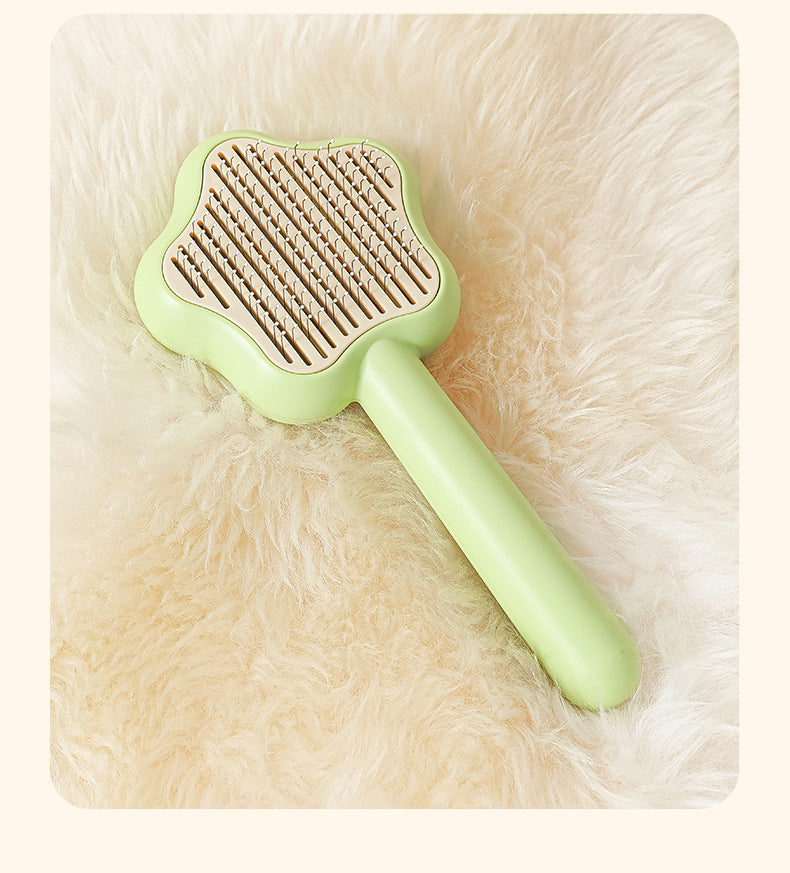 KFX-9412669 Self-Cleaning Cat Comb with Stainless Steel Needles - Pet Grooming Tool (20*9.5*2.5cm, 300g)