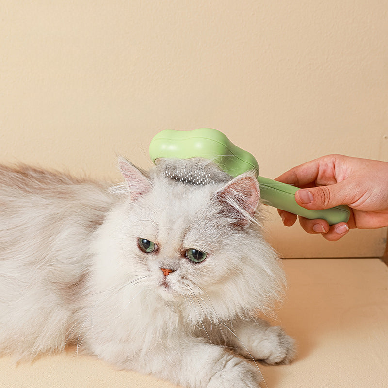 KFX-9412669 Self-Cleaning Cat Comb with Stainless Steel Needles - Pet Grooming Tool (20*9.5*2.5cm, 300g)