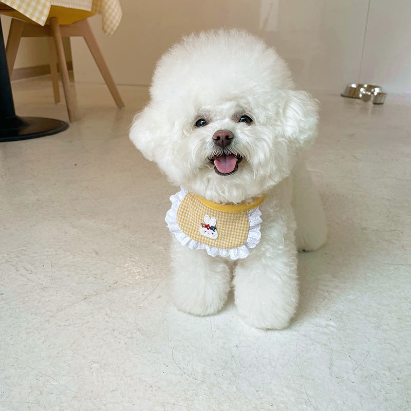 KFX-9412797 Adorable Cartoon Bunny Bib for Pets, Cotton Saliva Towel in Four Colors