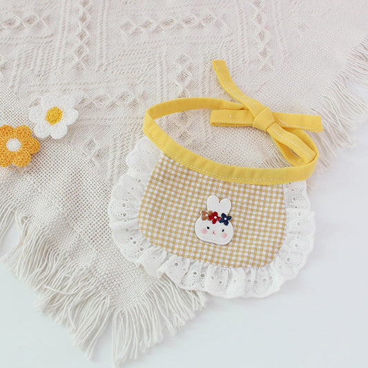 KFX-9412797 Adorable Cartoon Bunny Bib for Pets, Cotton Saliva Towel in Four Colors