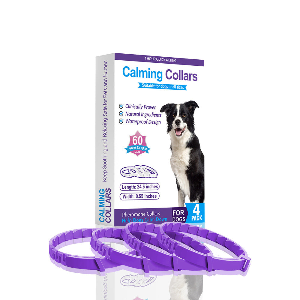KFX-9413181 4-Pack Monochrome Dog Anxiety Relief Soothing Collars - TPR Material, Chinese Style