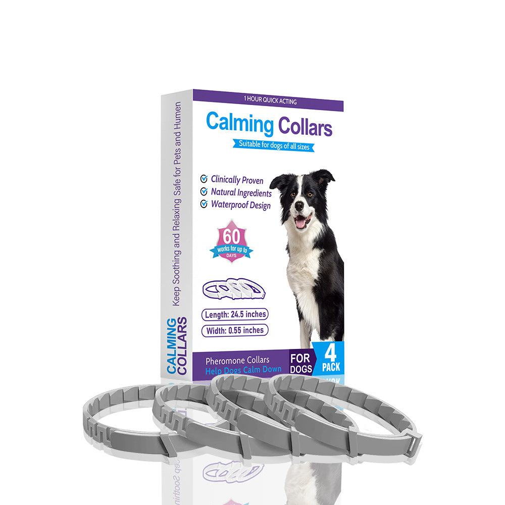 KFX-9413181 4-Pack Monochrome Dog Anxiety Relief Soothing Collars - TPR Material, Chinese Style
