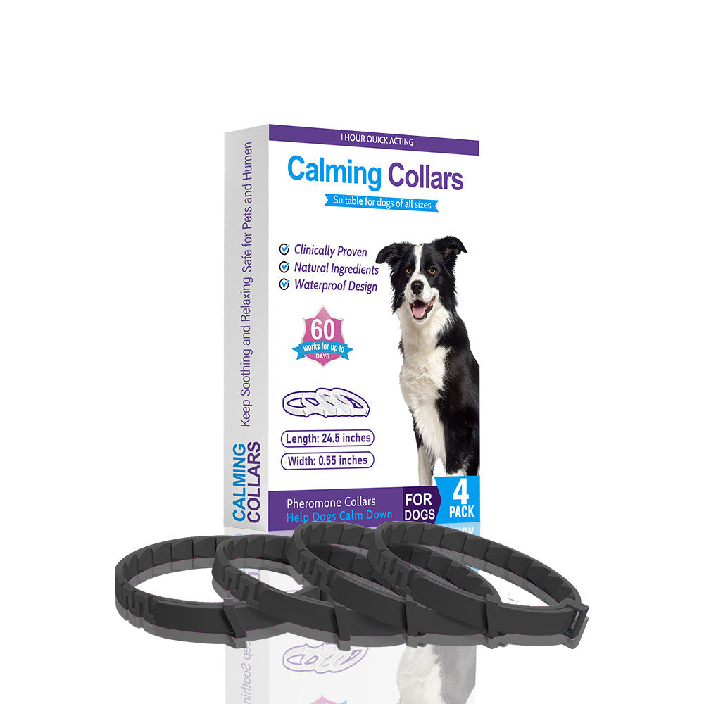 KFX-9413181 4-Pack Monochrome Dog Anxiety Relief Soothing Collars - TPR Material, Chinese Style