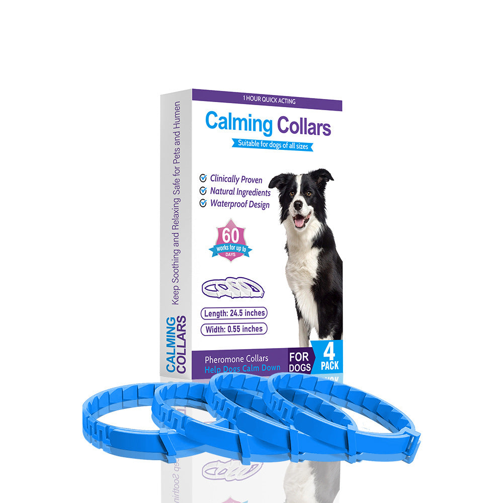 KFX-9413181 4-Pack Monochrome Dog Anxiety Relief Soothing Collars - TPR Material, Chinese Style