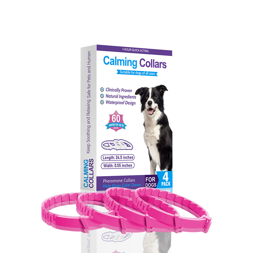 KFX-9413181 4-Pack Monochrome Dog Anxiety Relief Soothing Collars - TPR Material, Chinese Style