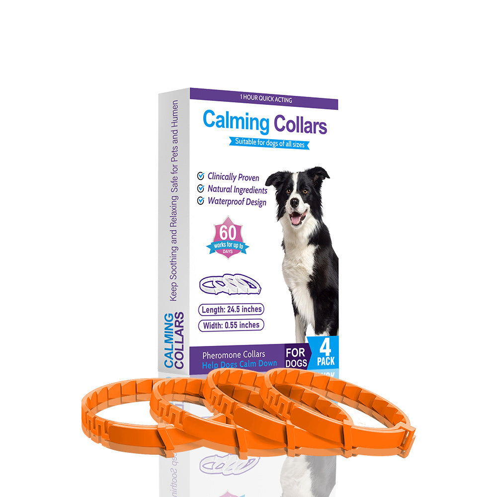 KFX-9413181 4-Pack Monochrome Dog Anxiety Relief Soothing Collars - TPR Material, Chinese Style