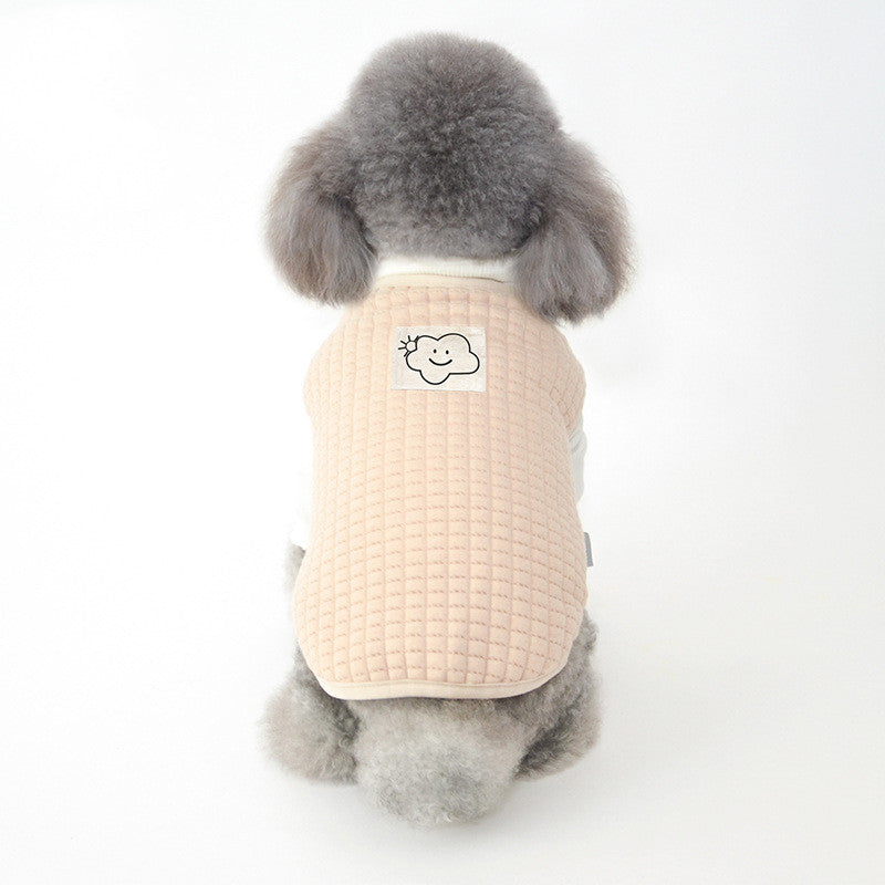 KFX-9415741 Warm Velvet Vest for Puppies in Dark Apricot and Pink - Soft Leather Material, Multiple Sizes Available