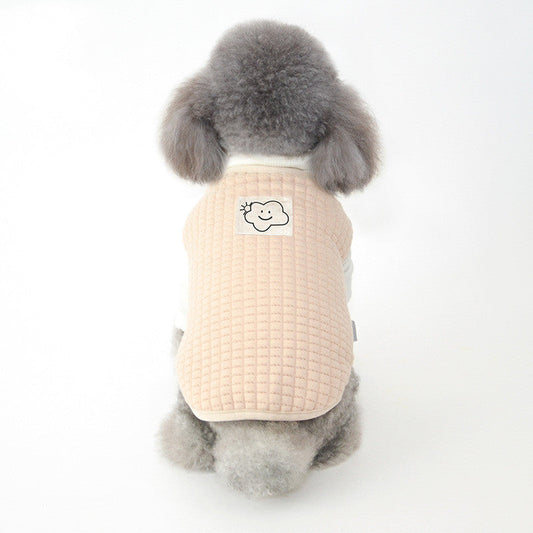 KFX-9415741 Warm Velvet Vest for Puppies in Dark Apricot and Pink - Soft Leather Material, Multiple Sizes Available