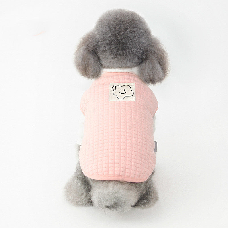 KFX-9415741 Warm Velvet Vest for Puppies in Dark Apricot and Pink - Soft Leather Material, Multiple Sizes Available