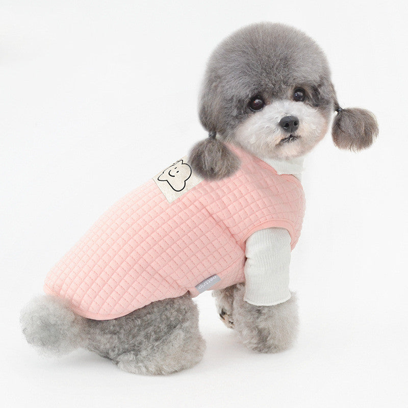 KFX-9415741 Warm Velvet Vest for Puppies in Dark Apricot and Pink - Soft Leather Material, Multiple Sizes Available