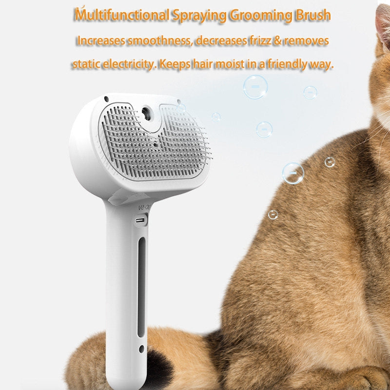 KFX-9416765 Self-Cleaning Pet Comb with Built-in Mist Humidifier for Grooming Long-Coated Dogs