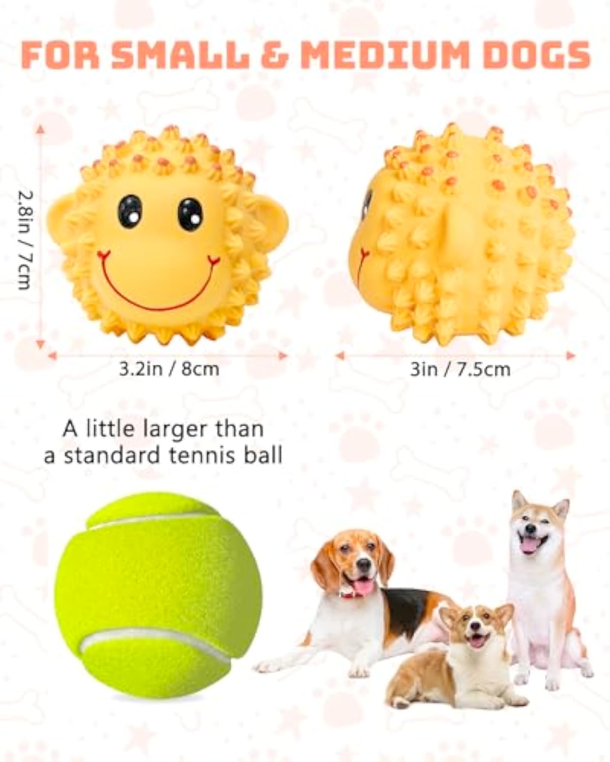 KFX-9418429 Interactive Squeaky Dog Toys - Soft Latex Animal Balls for Fetch and Dental Health
