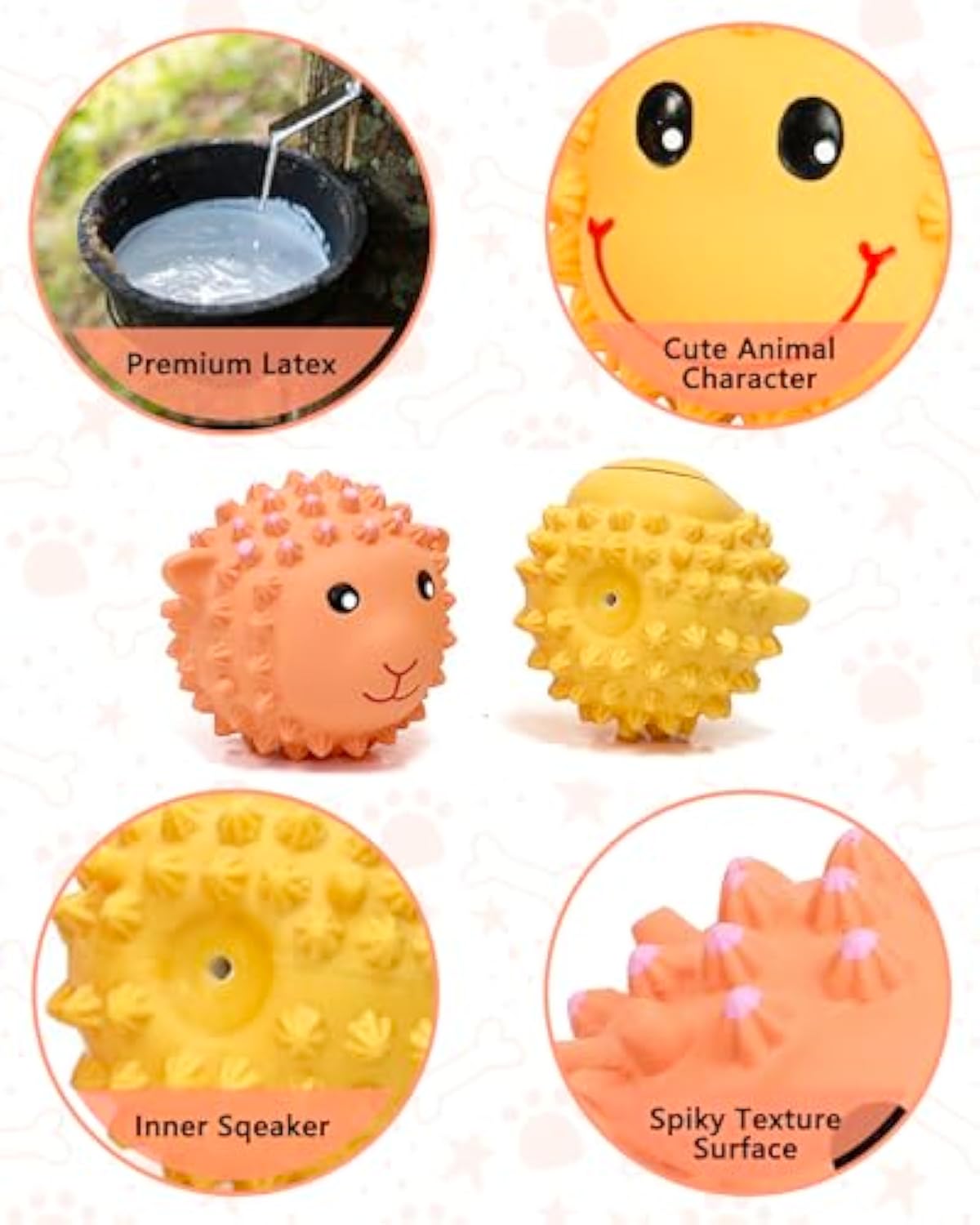 KFX-9418429 Interactive Squeaky Dog Toys - Soft Latex Animal Balls for Fetch and Dental Health